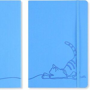 The Blue Cat A5 Soft Touch Cover Banded Dot Grid Notebook Journal - 100 Sheets